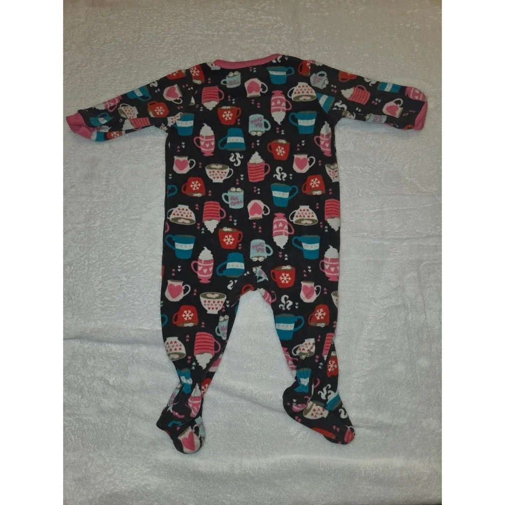 Blanket/Sleeper SET Carter's Footed Fleece Zip  Hot Cocoa Graphic Print  6M 018